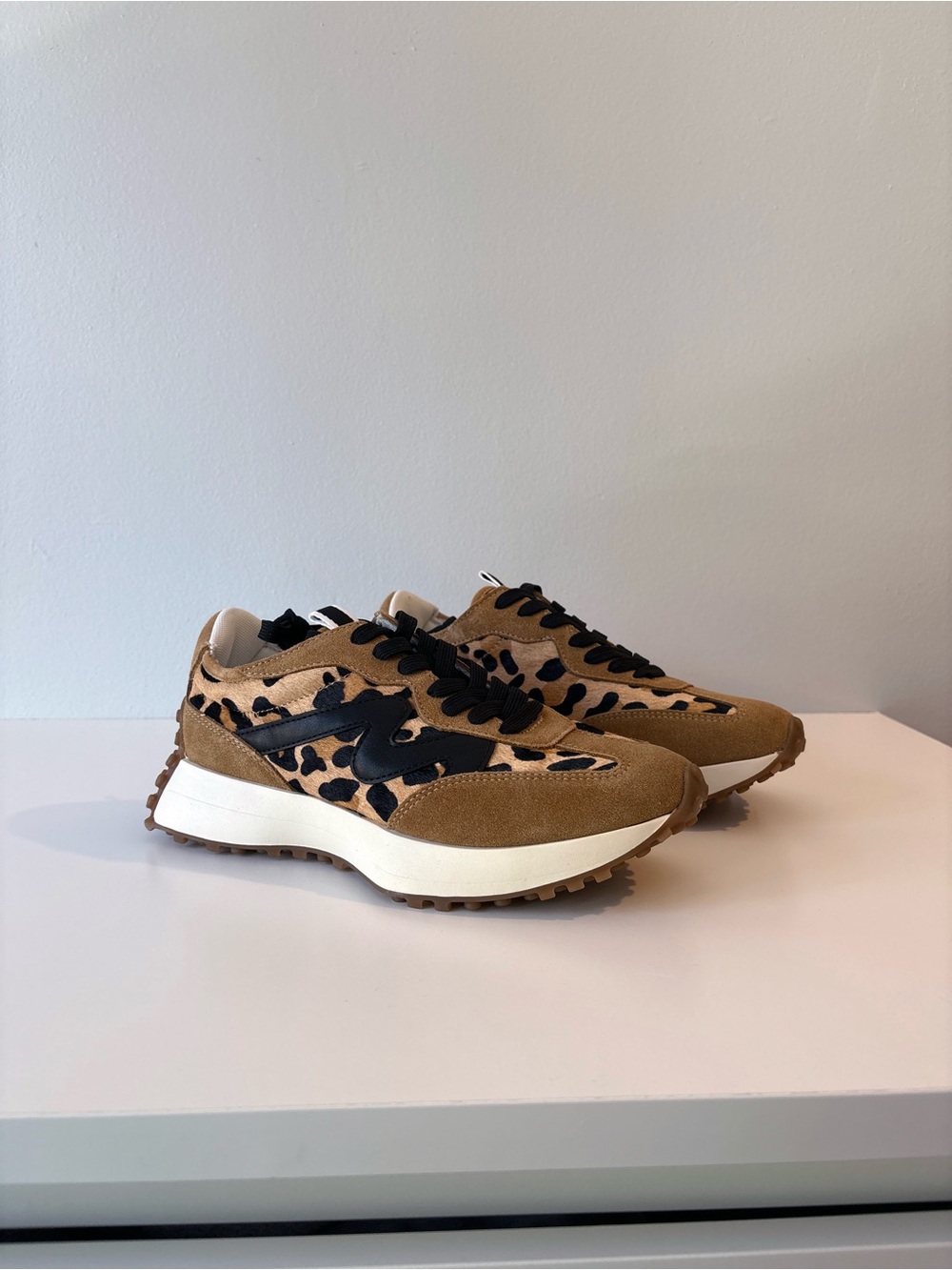Steve Madden Campo-L Leopard Cheetah Print Sneakers Tennis Shoes Suede Leather